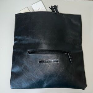 Monat Black Faux Leather Clutch Bag w/ Tassel – Magnetic Closure – Rare Promo